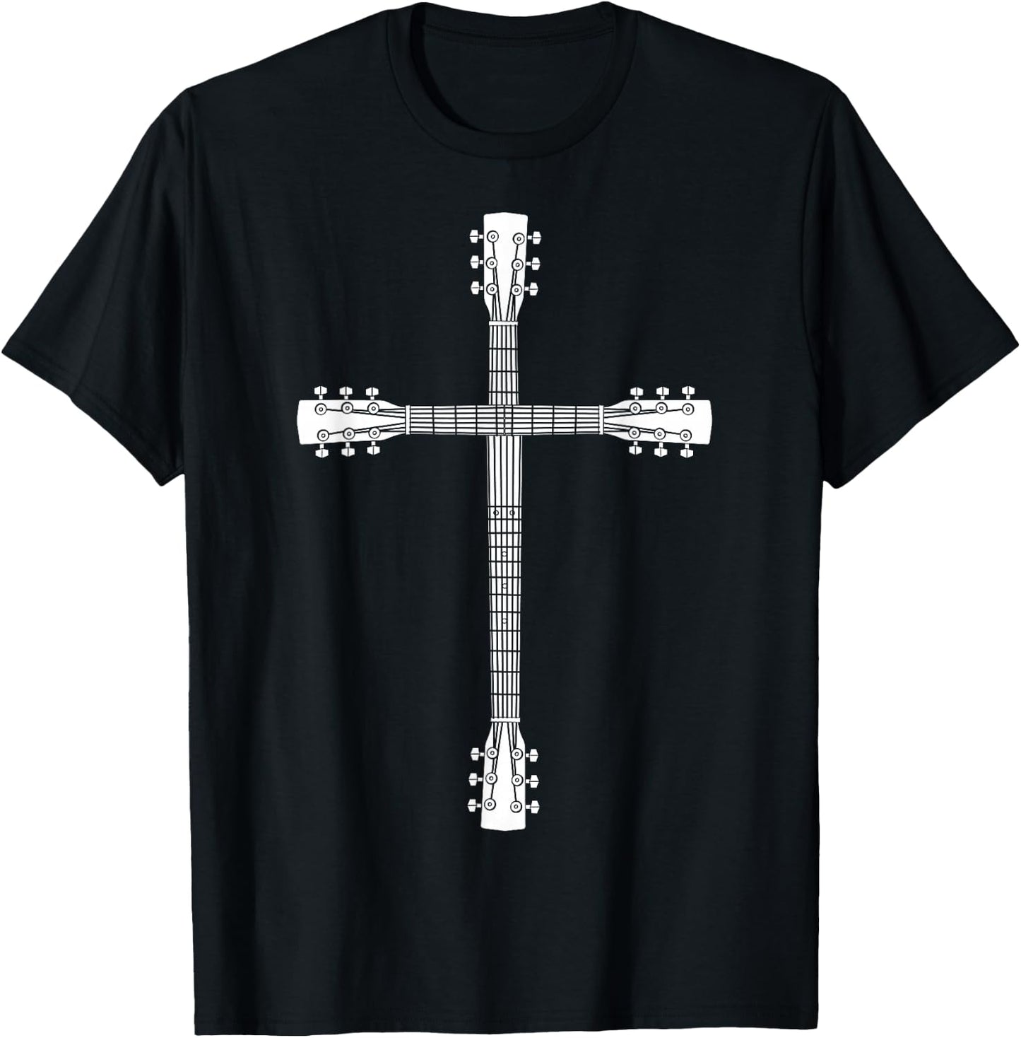 Cool Christian Guitar Cross | Funny Musician Guitarist Gift T-Shirt - T-Shirt | Black