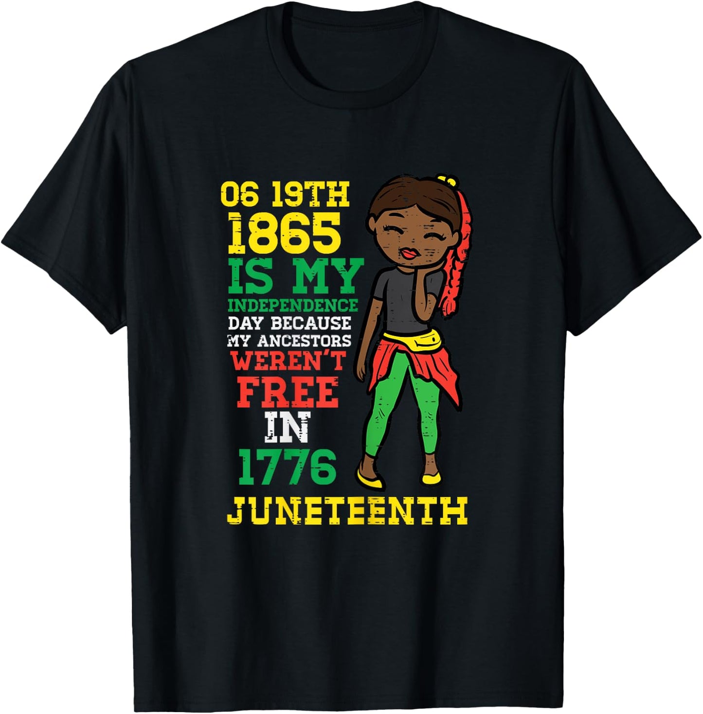 Juneteenth 1865 My Independence Day African Girls Kids Youth T-Shirt - T-Shirt | Black