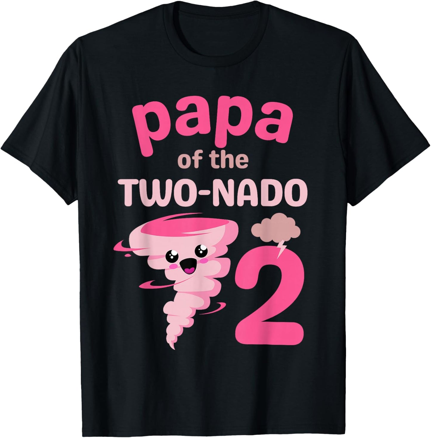 Papa of the Two-nado Tornado Theme 2nd Birthday Party Kids T-Shirt - T-Shirt | Black