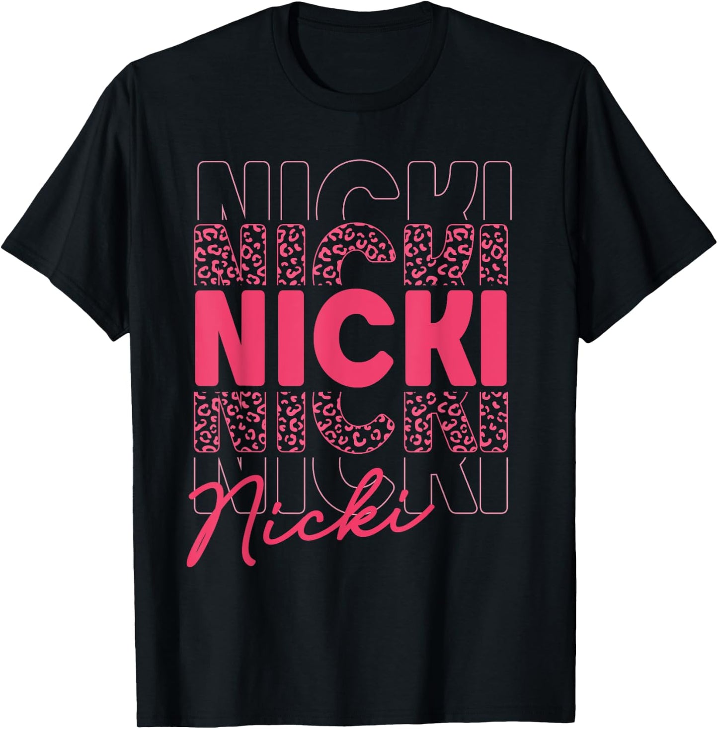 Girl Retro NICKI First Name Personalized Birthday T-Shirt - T-Shirt | Black