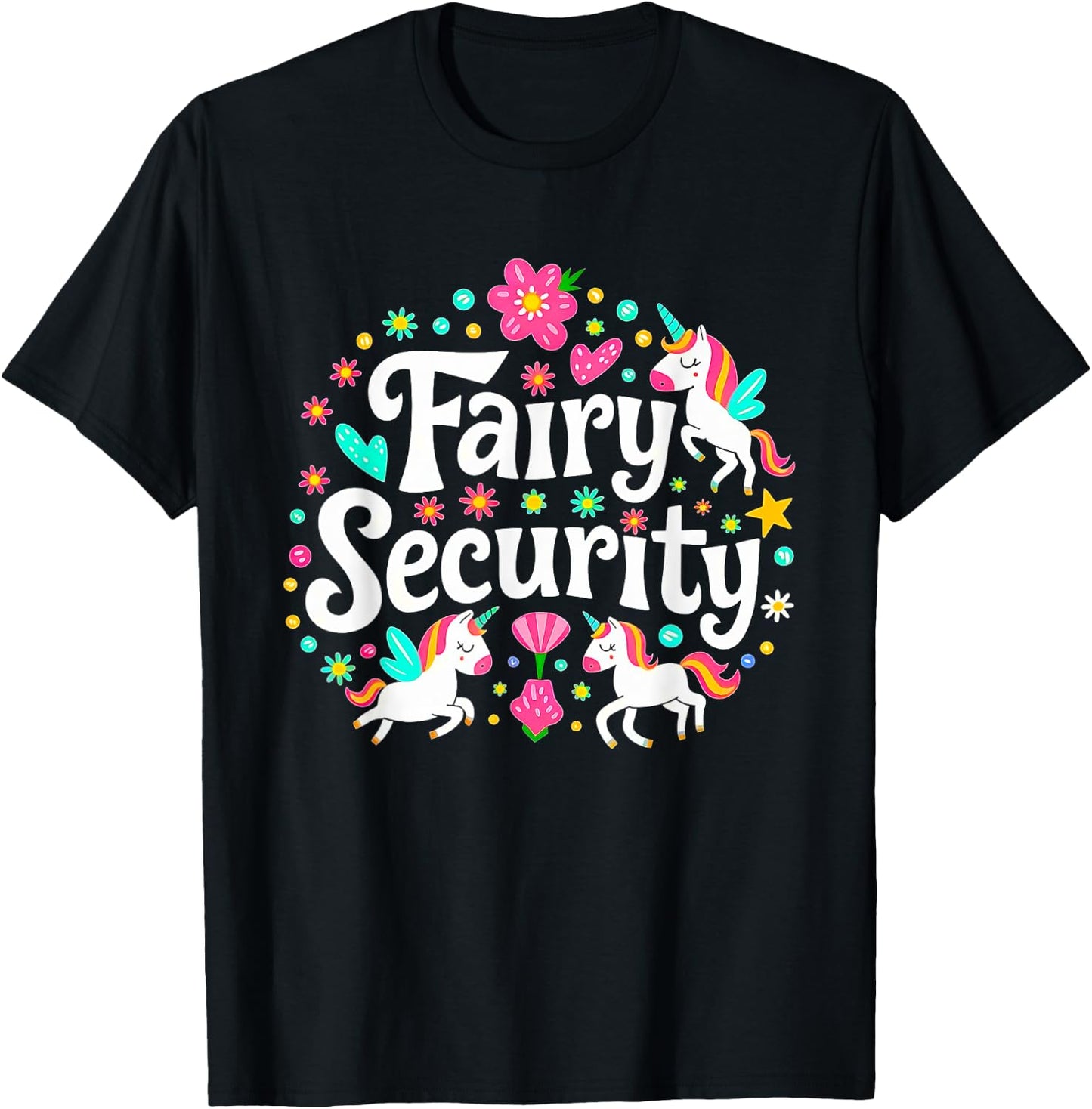 Fairy Security Unicorn Halloween Costume Adult Mom Dad T-Shirt - T-Shirt | Black