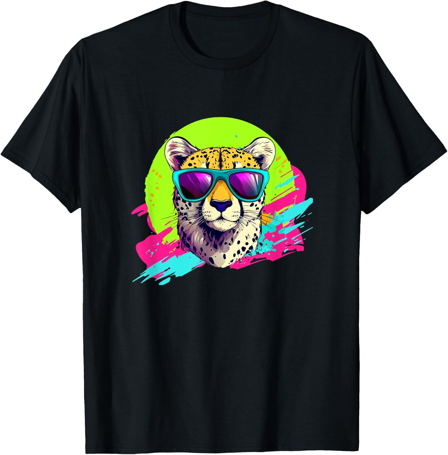 Funny Retro Vintage 80s & Cheetah Lover T-Shirt - T-Shirt | Black