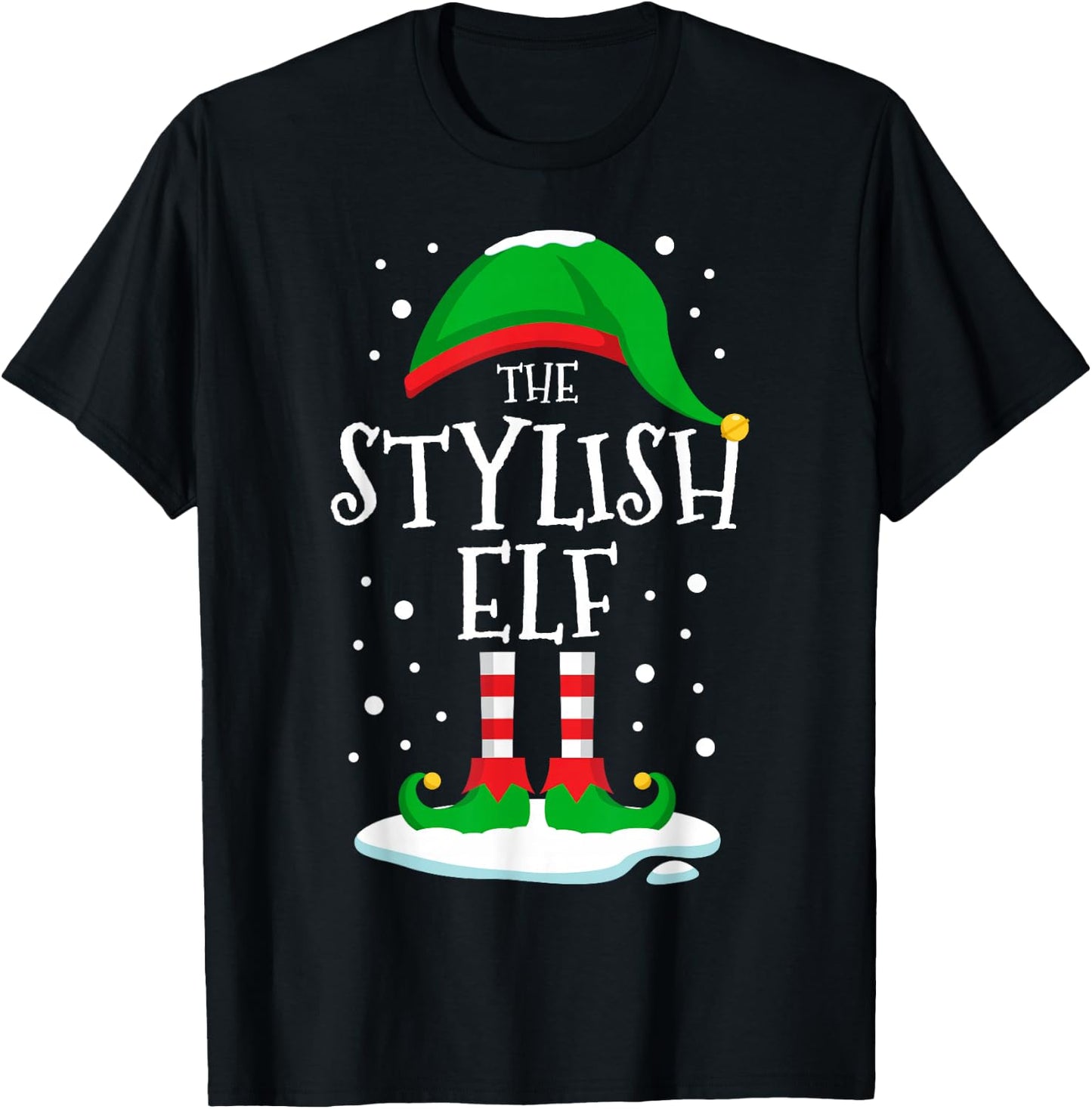 The Stylish Elf Christmas Family Matching Xmas Group Funny T-Shirt - T-Shirt | Black