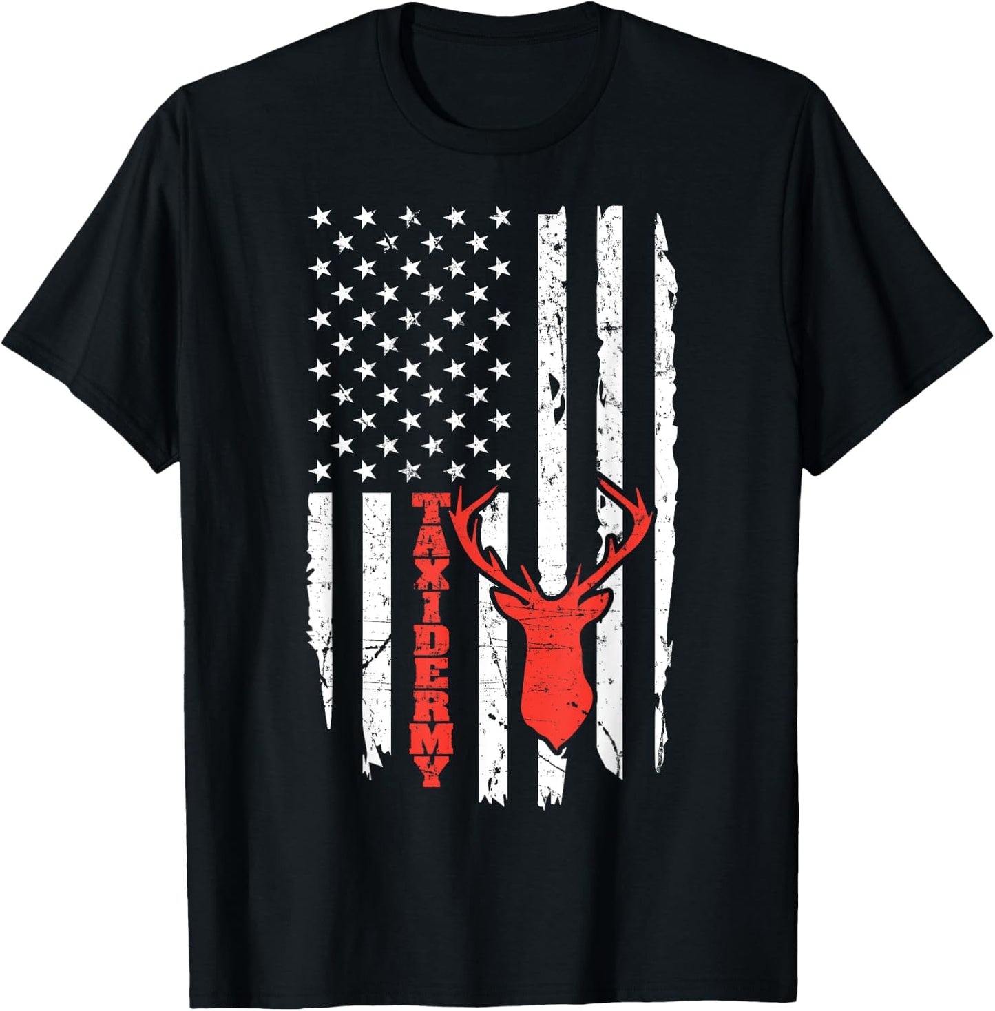 Taxidermy Deer American Flag Kids Men T-Shirt - T-Shirt | Black