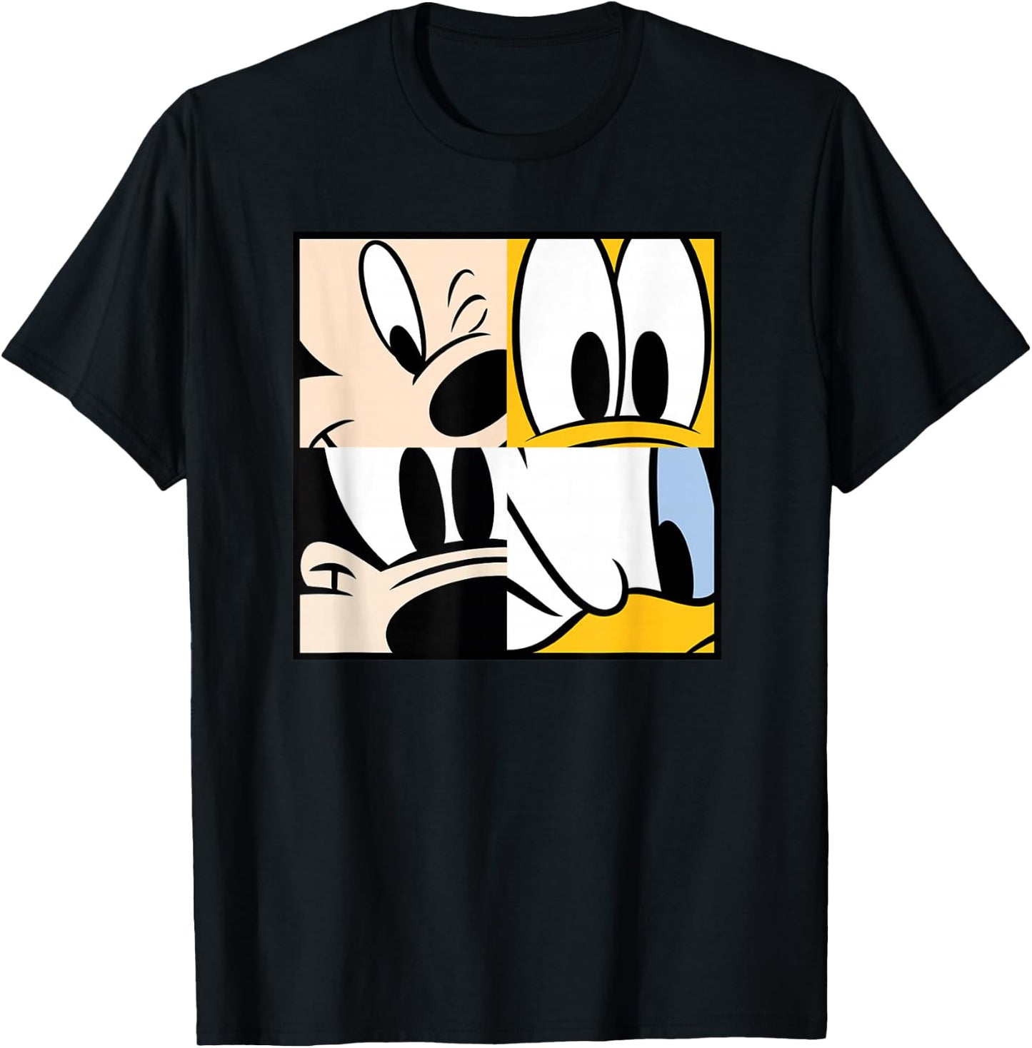 Mickey, Pluto, Goofy, & Donald Squares T-Shirt - T-Shirt | Black