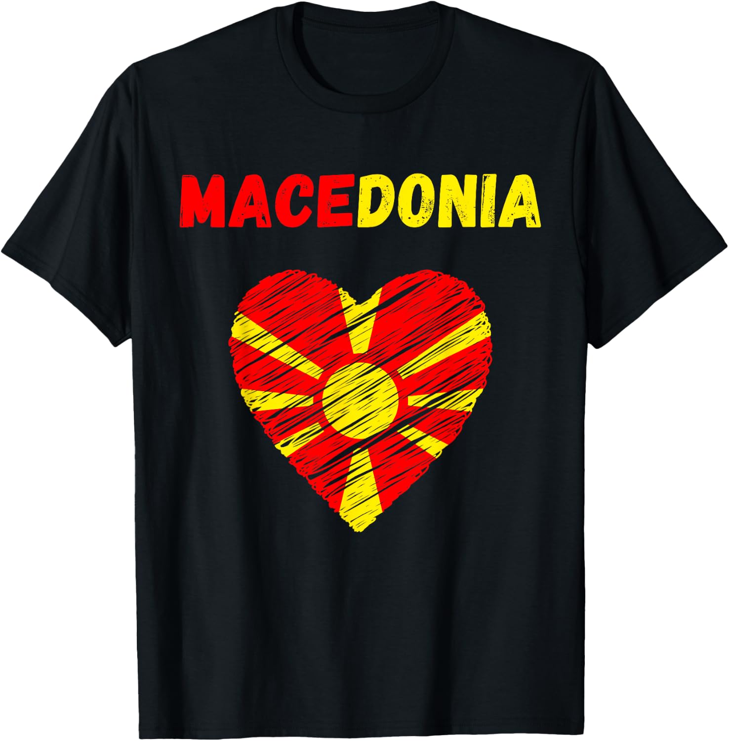 Macedonia Flag Holiday Macedonia Heart Macedonian Flag T-Shirt - T-Shirt | Black