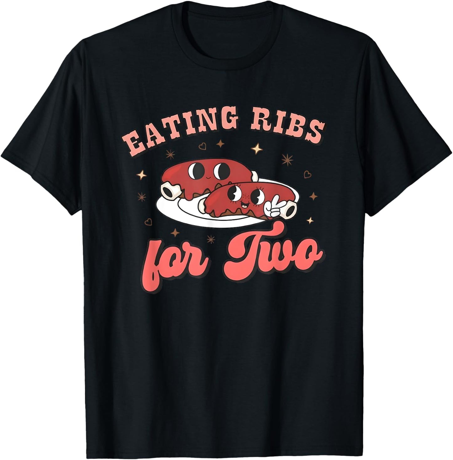Eating Ribs for Two Pregnancy Announcement BBQ Baby Reveal T-Shirt - T-Shirt | Black
