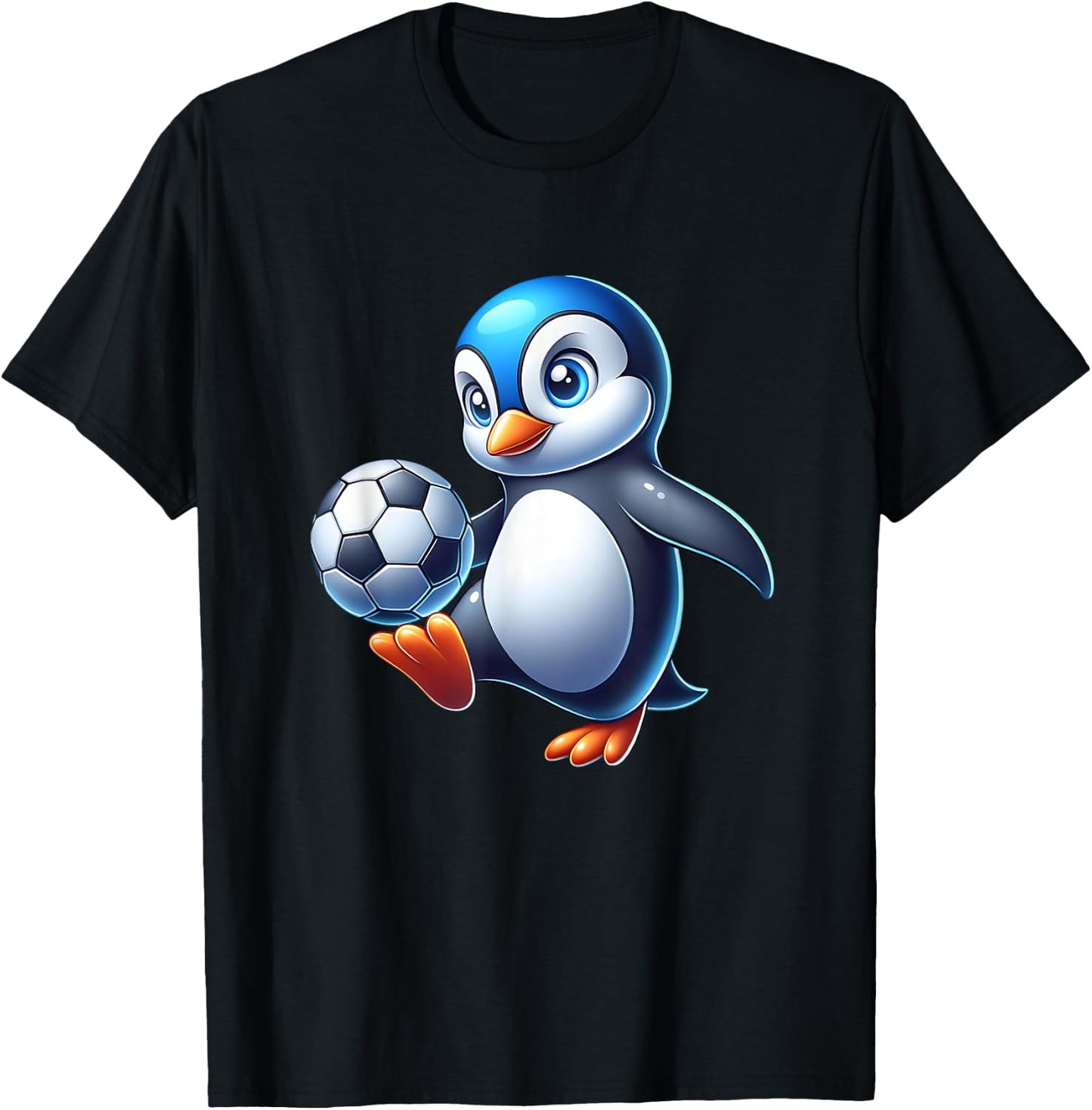 Cute Penguin Bird Soccer Ball Champion Fan T-Shirt - T-Shirt | Black