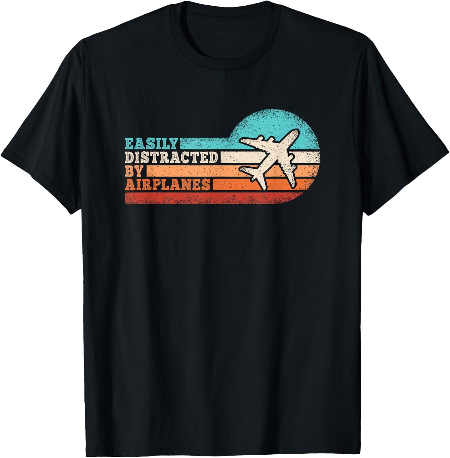 Easily Distracted by Airplanes Funny Pilot Aviation Men T-Shirt - T-Shirt | Black
