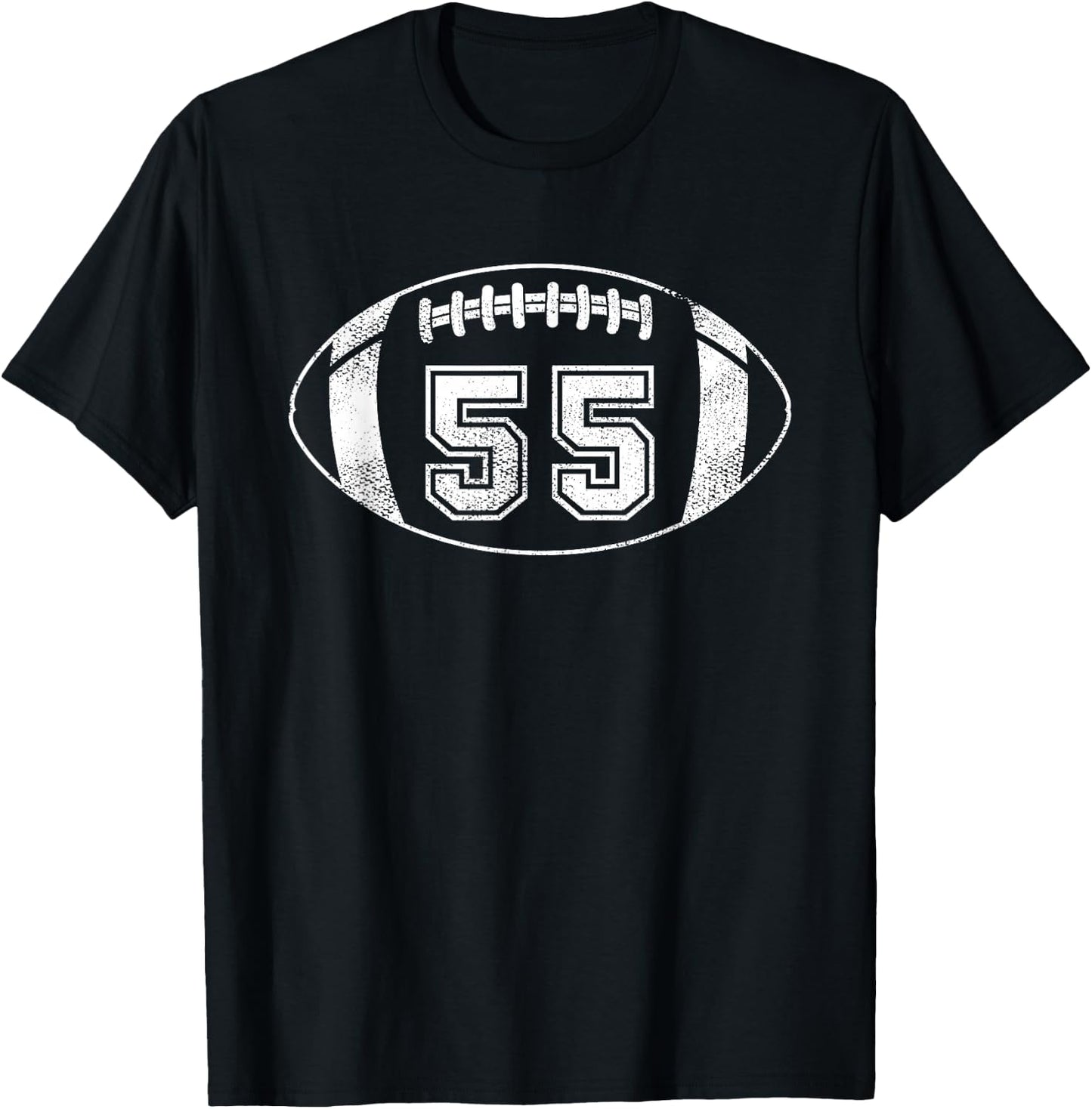 Football Player #55 Football Mom Dad Jersey 55 Varsity Team T-Shirt - T-Shirt | Black