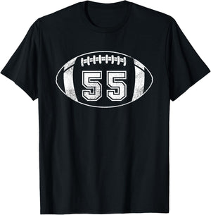 Football Player #55 Football Mom Dad Jersey 55 Varsity Team T-Shirt - T-Shirt | Black