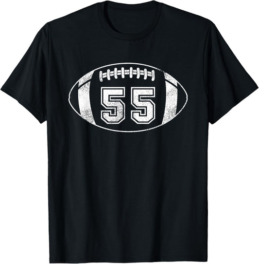 Football Player #55 Football Mom Dad Jersey 55 Varsity Team T-Shirt - T-Shirt | Black
