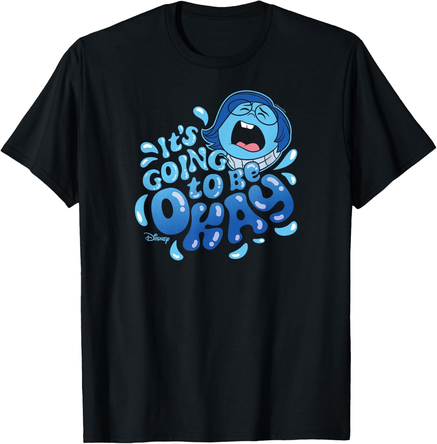 Inside Out 2 - Sadness Emotion Character Going to Be Okay T-Shirt - T-Shirt | Black