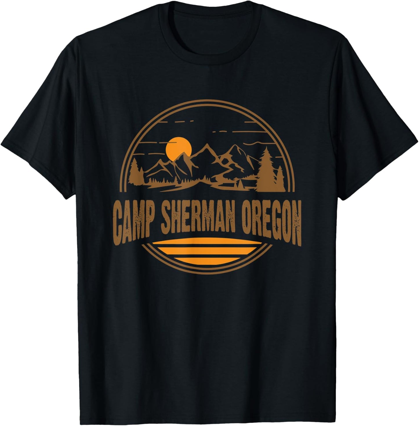 Vintage Camp Sherman, Oregon Mountain Hiking Souvenir Print T-Shirt - T-Shirt | Black