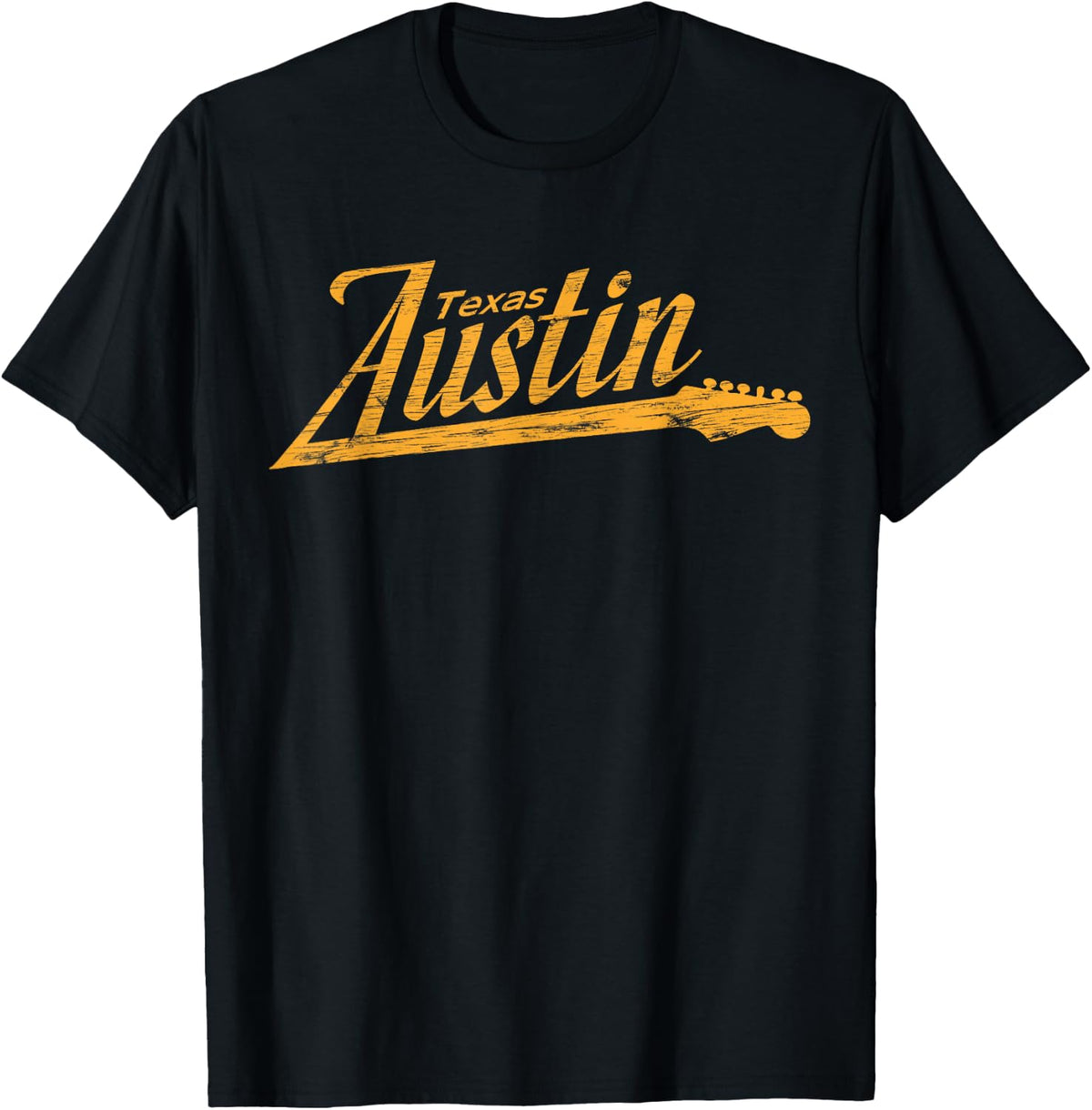 Austin Texas Guitar Neck T-Shirt - T-Shirt | Black