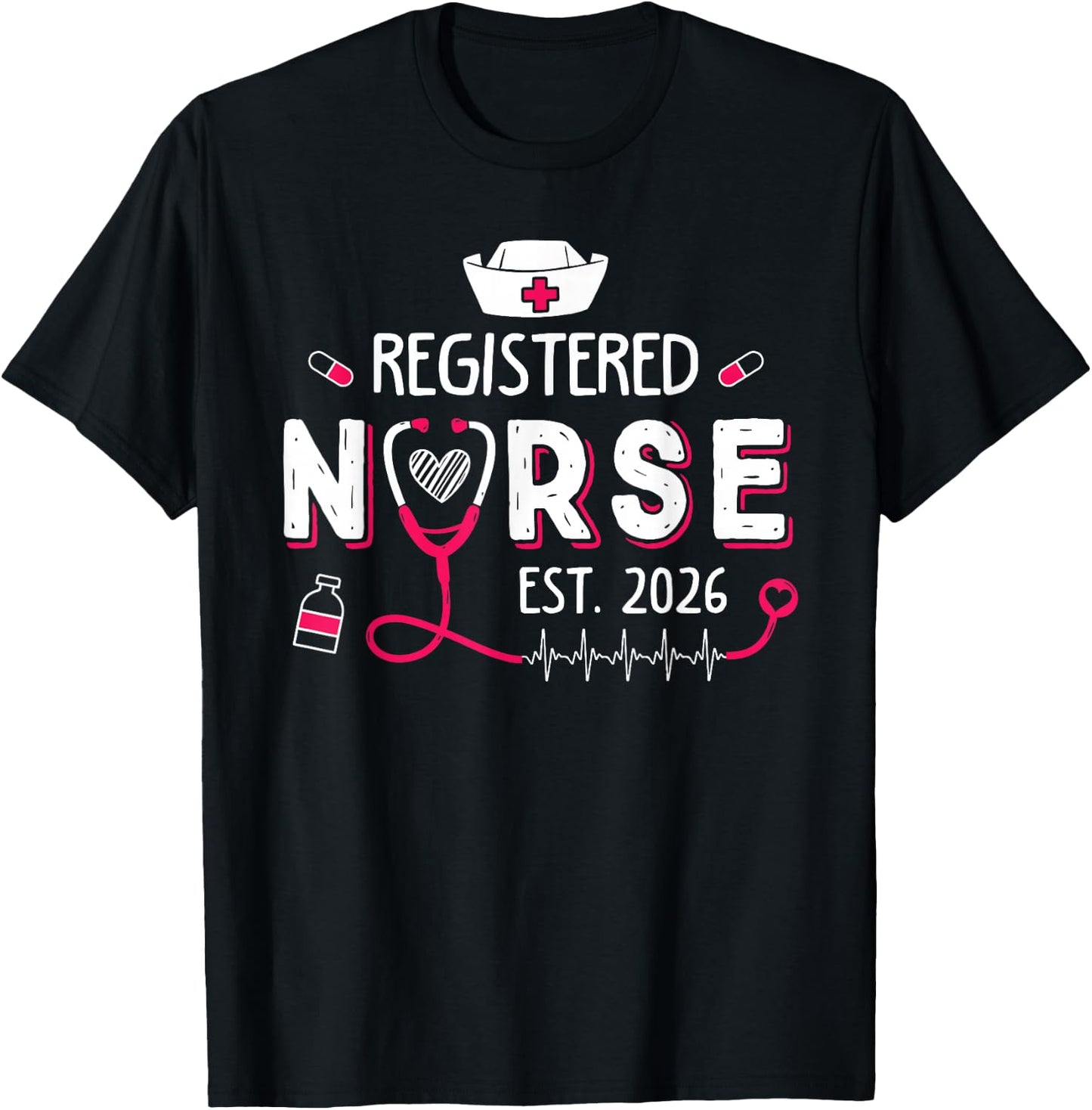 Registered Nurse Est 2026 Nursing Student RN Graduation T-Shirt - T-Shirt | Black