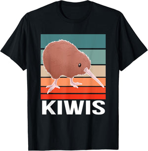 Retro Kiwi Lover Design Bird Vintage Kiwi T-Shirt - T-Shirt | Black
