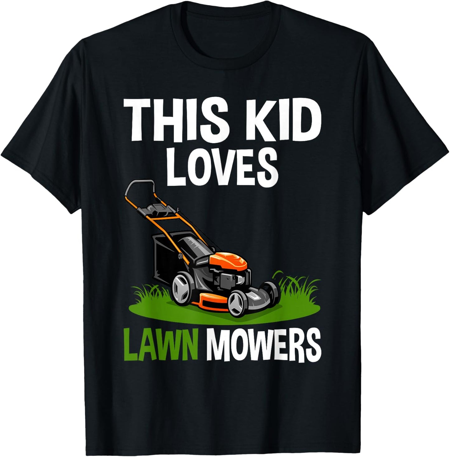 Funny Lawn Mowing For Kids Lawn Mower Farm Gardening T-Shirt - T-Shirt | Black