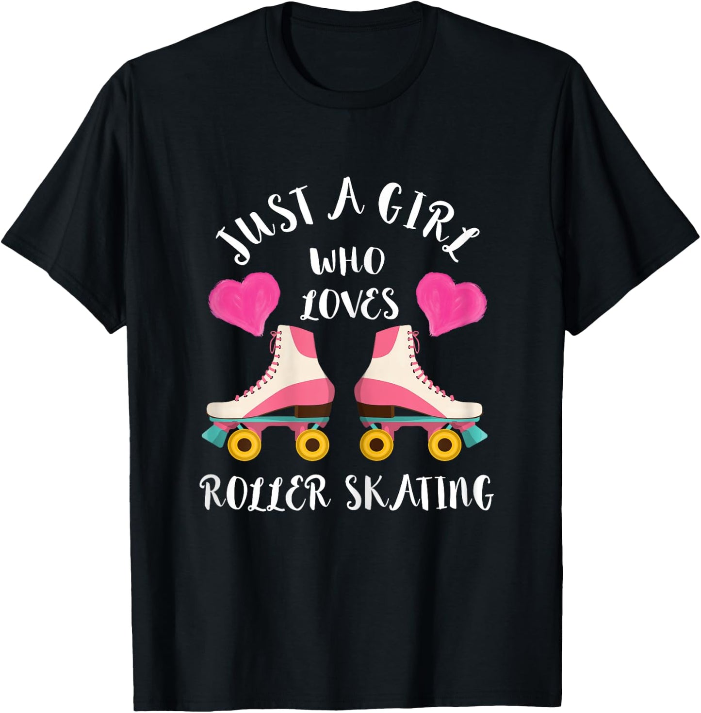 Just A Girl Who Loves Roller Skating 80s Roller Skater T-Shirt - T-Shirt | Black