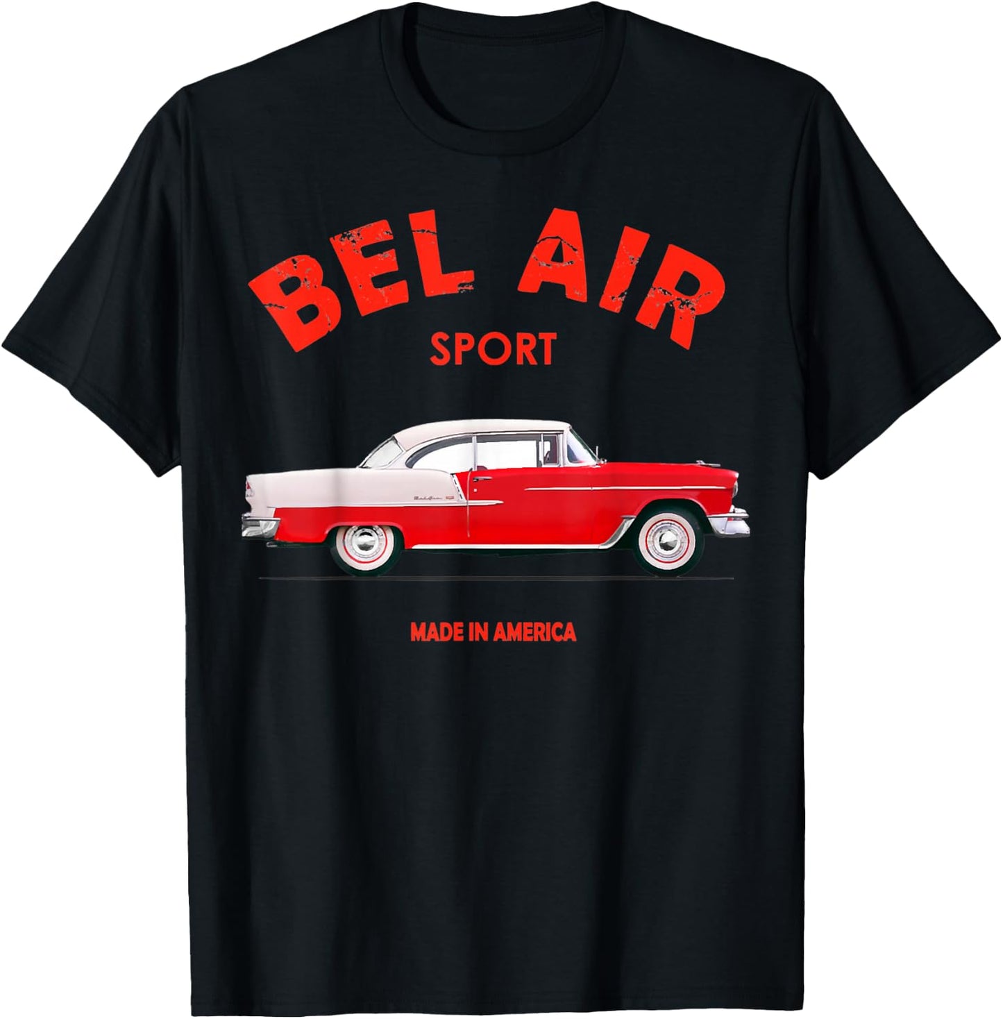 1955 55 Chevys Bel Air Sport Classic Vintage Muscle Car T-Shirt - T-Shirt | Black