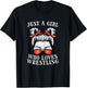 Just Girl Who Loves Wrestling Messy Bun Wrestler Women Kids T-Shirt - T-Shirt | Black