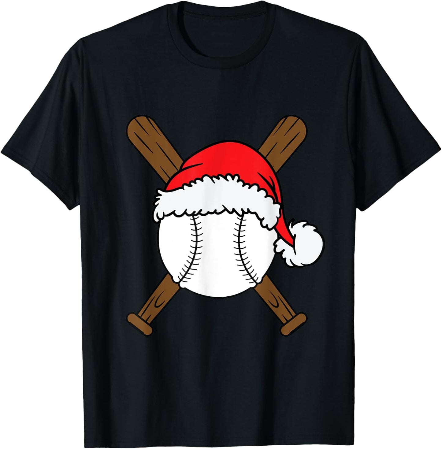 Christmas Baseball Player Santa Sports Design Boys T-Shirt - T-Shirt | Black