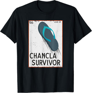 Chancla Survivor Funny Spanish Joke T-Shirt - T-Shirt | Black