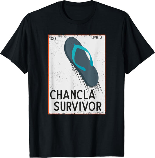 Chancla Survivor Funny Spanish Joke T-Shirt - T-Shirt | Black