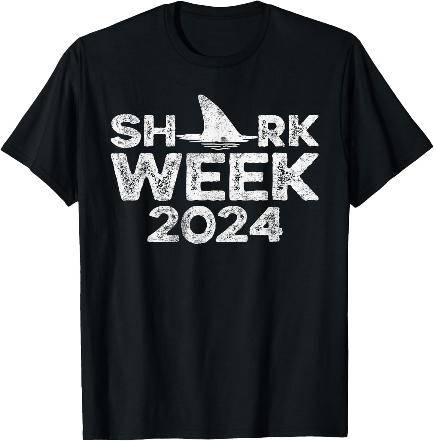 Retro Shark Fin Week 2024 Lovers Animal Ocean Trip Biologist T-Shirt - T-Shirt | Black