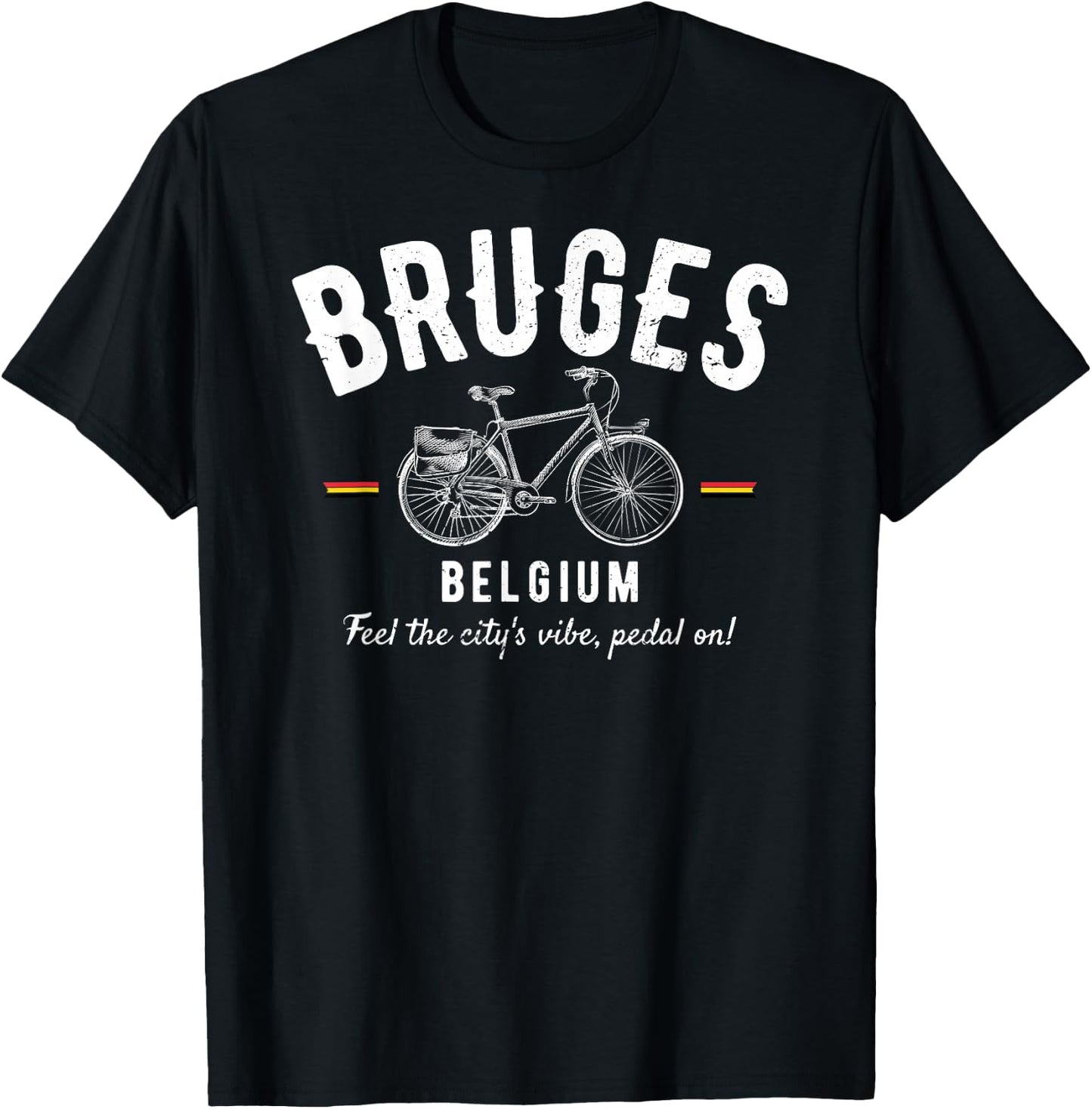 Vintage Bicycle Bruges Belgium | Bike Lover T-Shirt - T-Shirt | Black