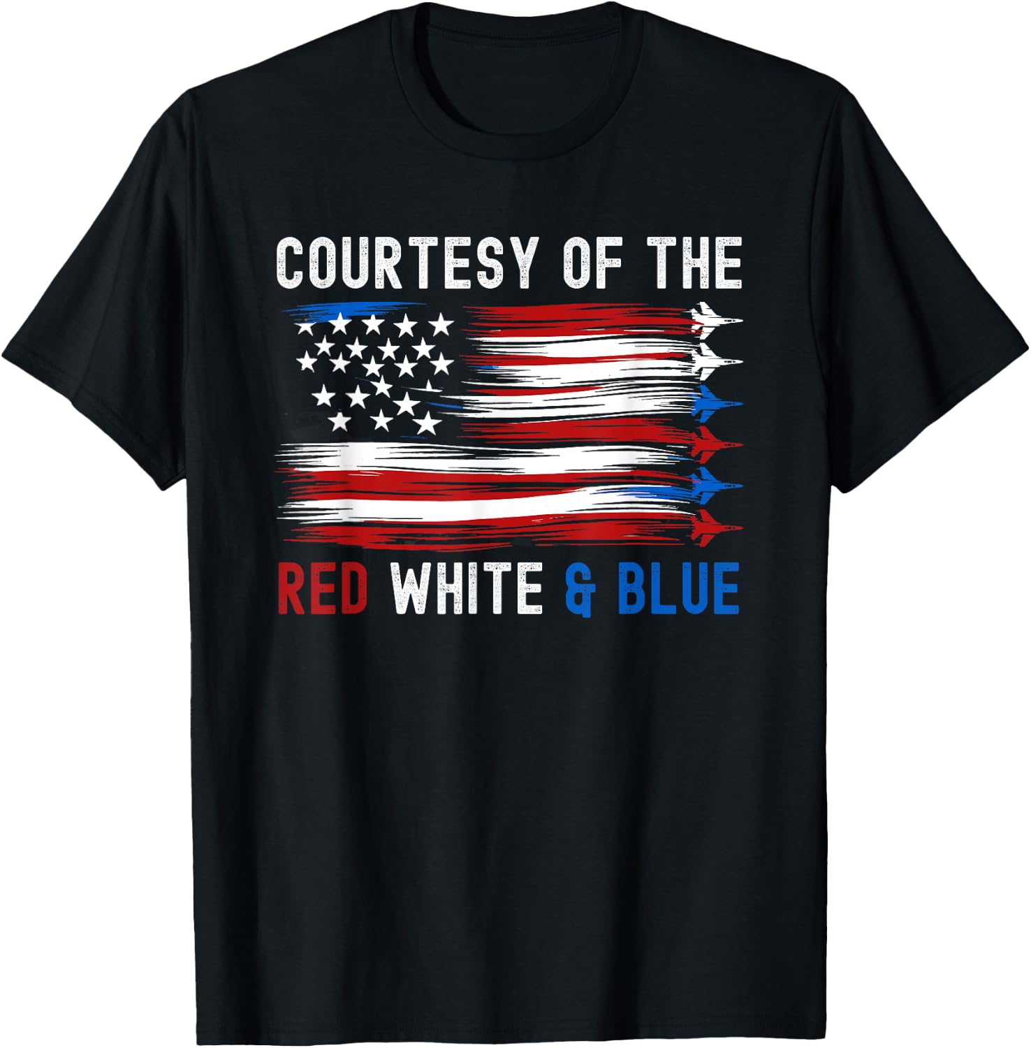 Courtesy Red White Blue Funny Patriotic US Flag T-Shirt - T-Shirt | Black