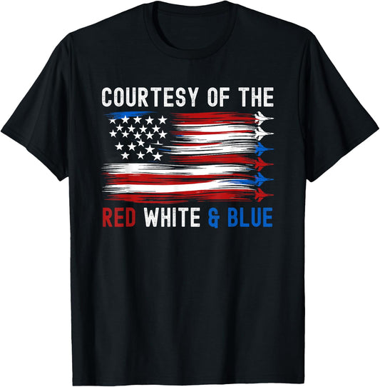 Courtesy Red White Blue Funny Patriotic US Flag T-Shirt - T-Shirt | Black