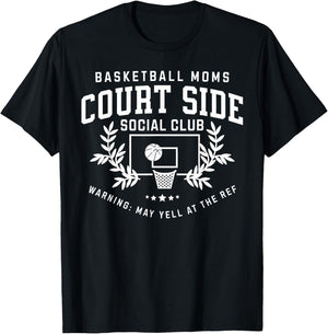 Basketball Moms Court Side Social Club T-Shirt - T-Shirt | Black
