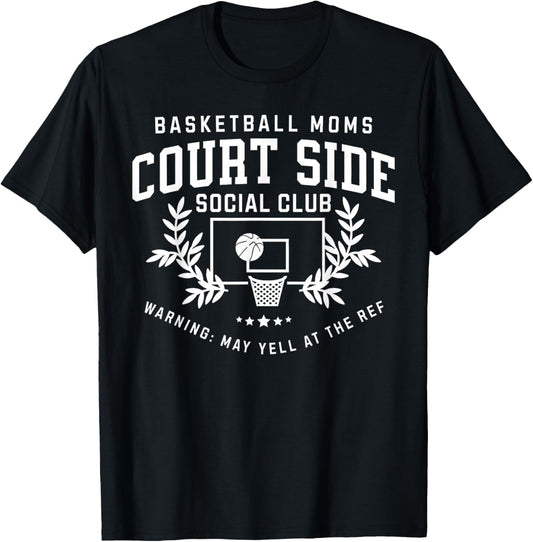 Basketball Moms Court Side Social Club T-Shirt - T-Shirt | Black