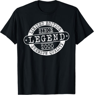 Legend Since 2000, Rustic Style Born In 2000 Birthday Gifts T-Shirt - T-Shirt | Black