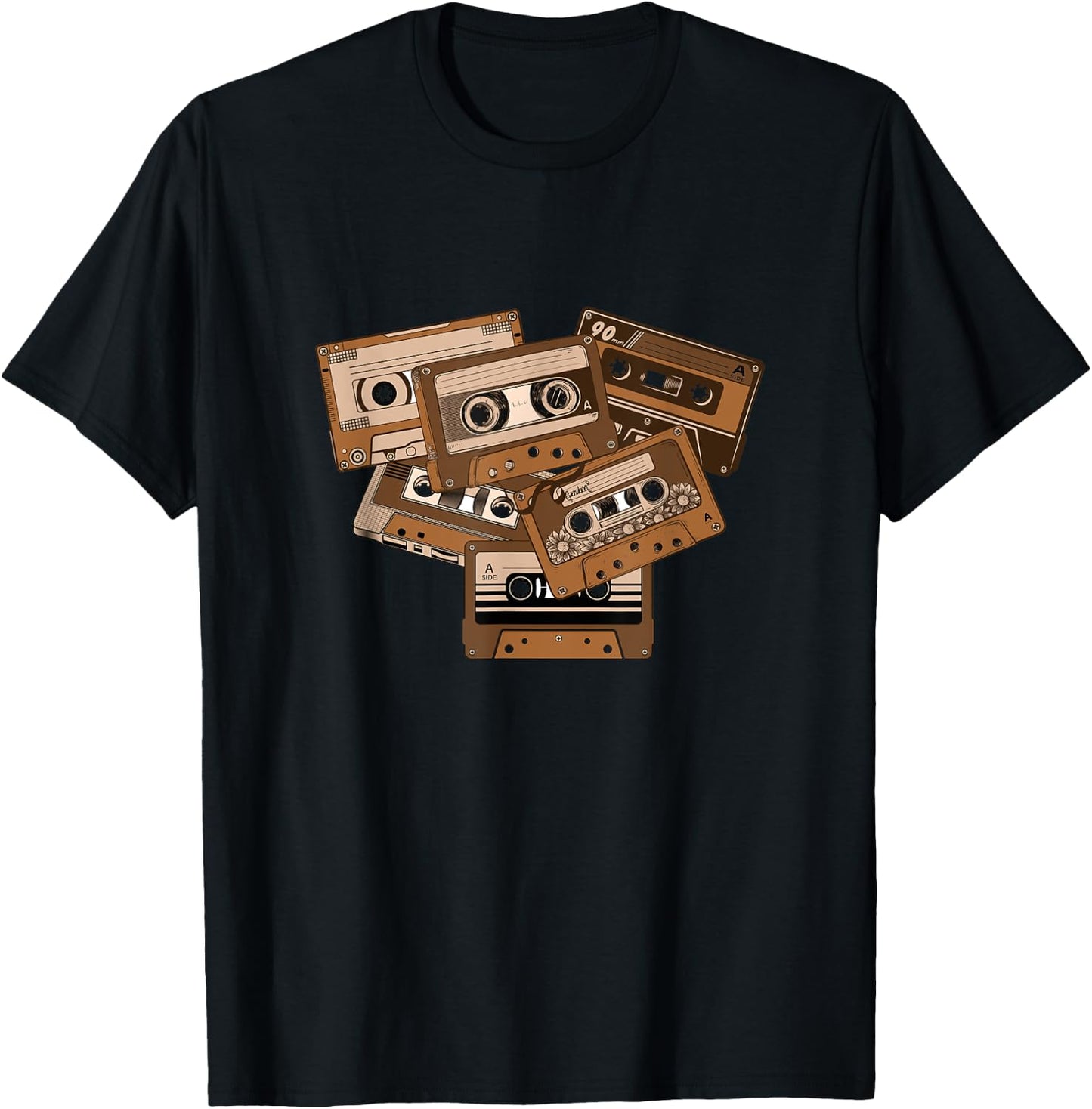 Brown Tape Cassettes Classic Old School Brown Color Graphic T-Shirt - T-Shirt | Black