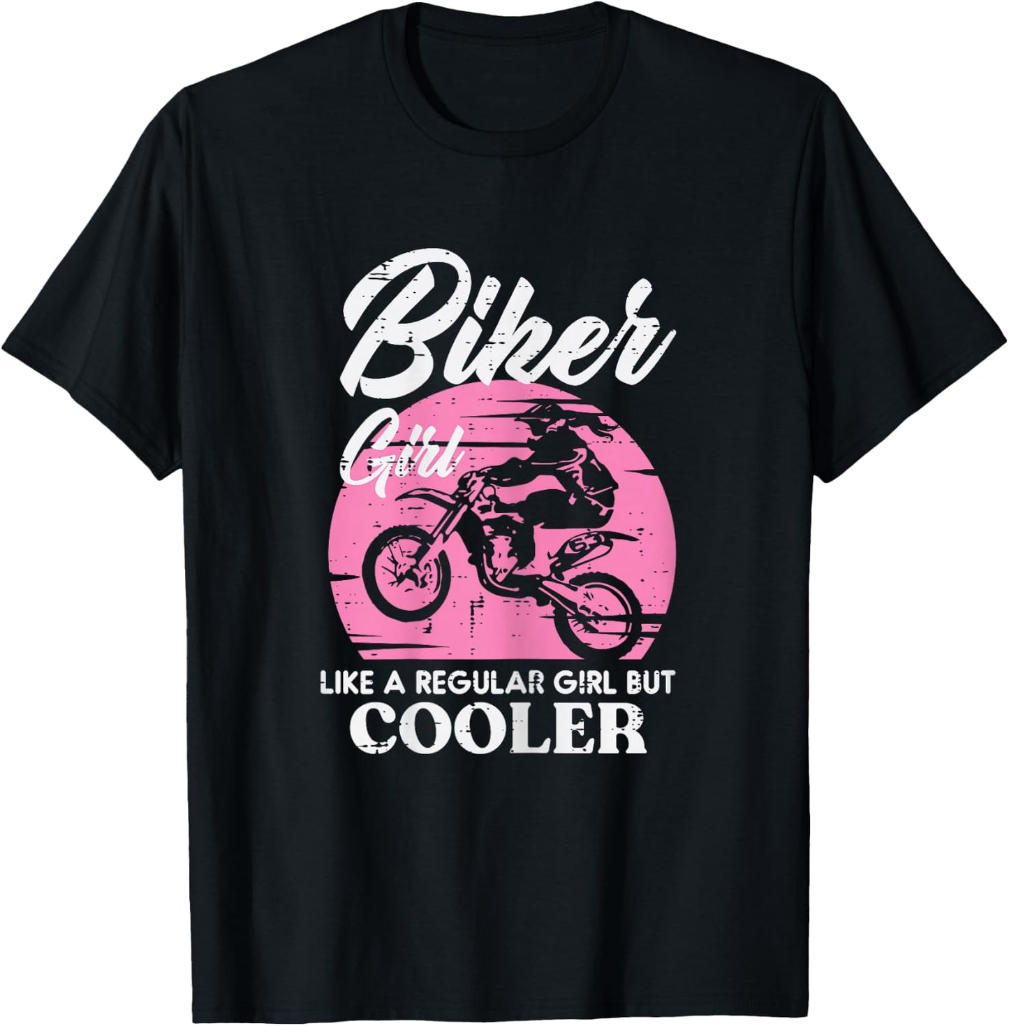 Biker Girl Like Regular But Cooler Motorcycle Women Kids T-Shirt - T-Shirt | Black