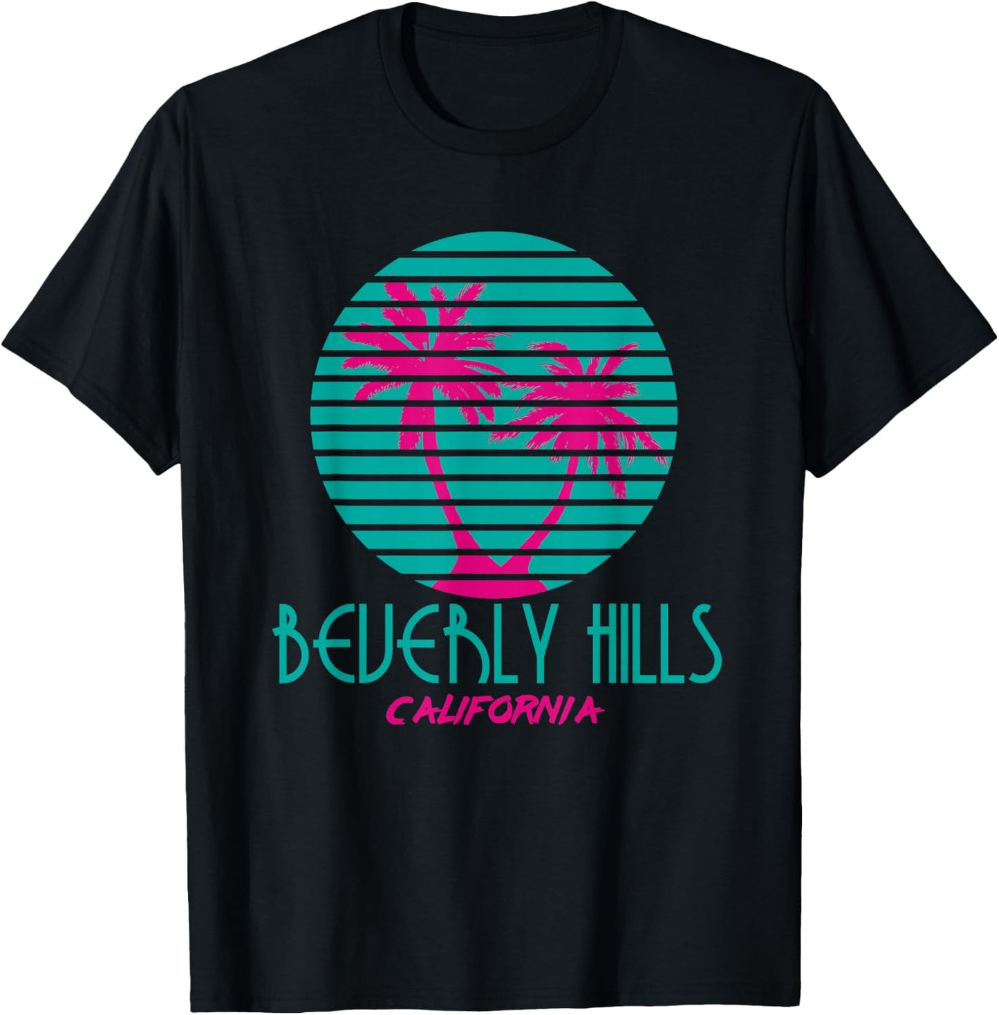 Beverly Hills California T Shirt Vintage Palm Trees Souvenir T-Shirt - T-Shirt | Black