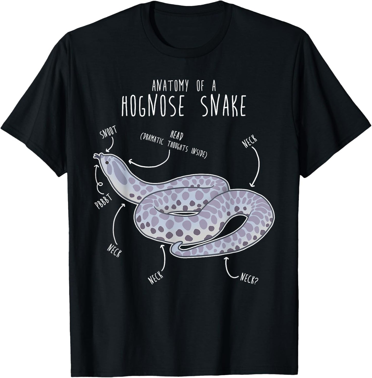 Lavendar Hognose Snake Anatomy, Funny Cute Pet Reptile Lover T-Shirt - T-Shirt | Black