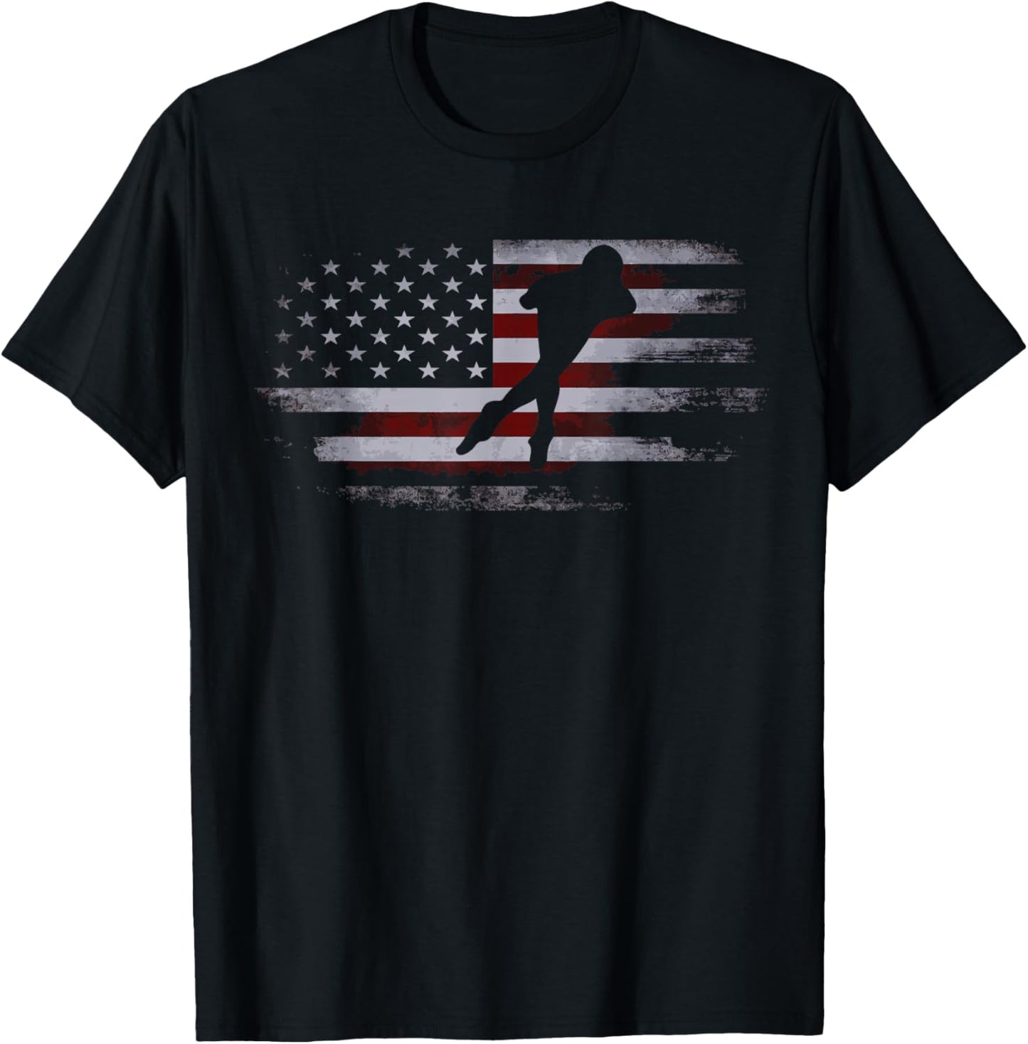 Inline Speed Skating American Flag Roller Blading T-Shirt - T-Shirt | Black