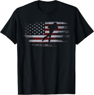 Inline Speed Skating American Flag Roller Blading T-Shirt - T-Shirt | Black