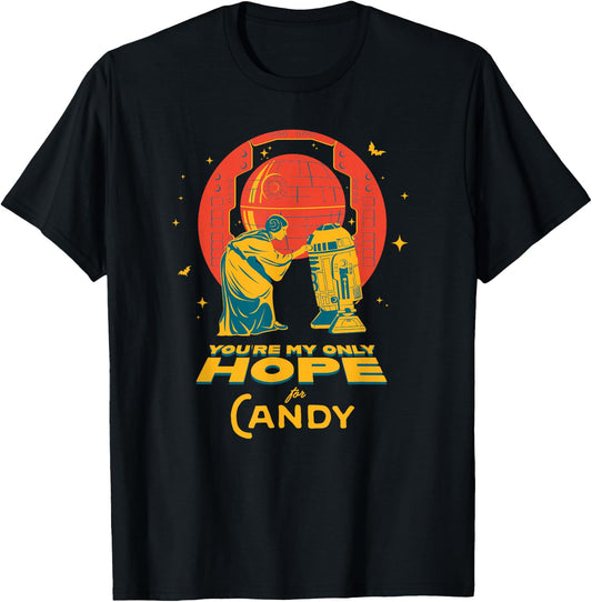 Star Wars Halloween Leia R2-D2 You’re My Only Hope for Candy T-Shirt - T-Shirt | Black