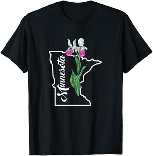 Minnesota Pink Lady's Slipper Flower T-Shirt - T-Shirt | Black