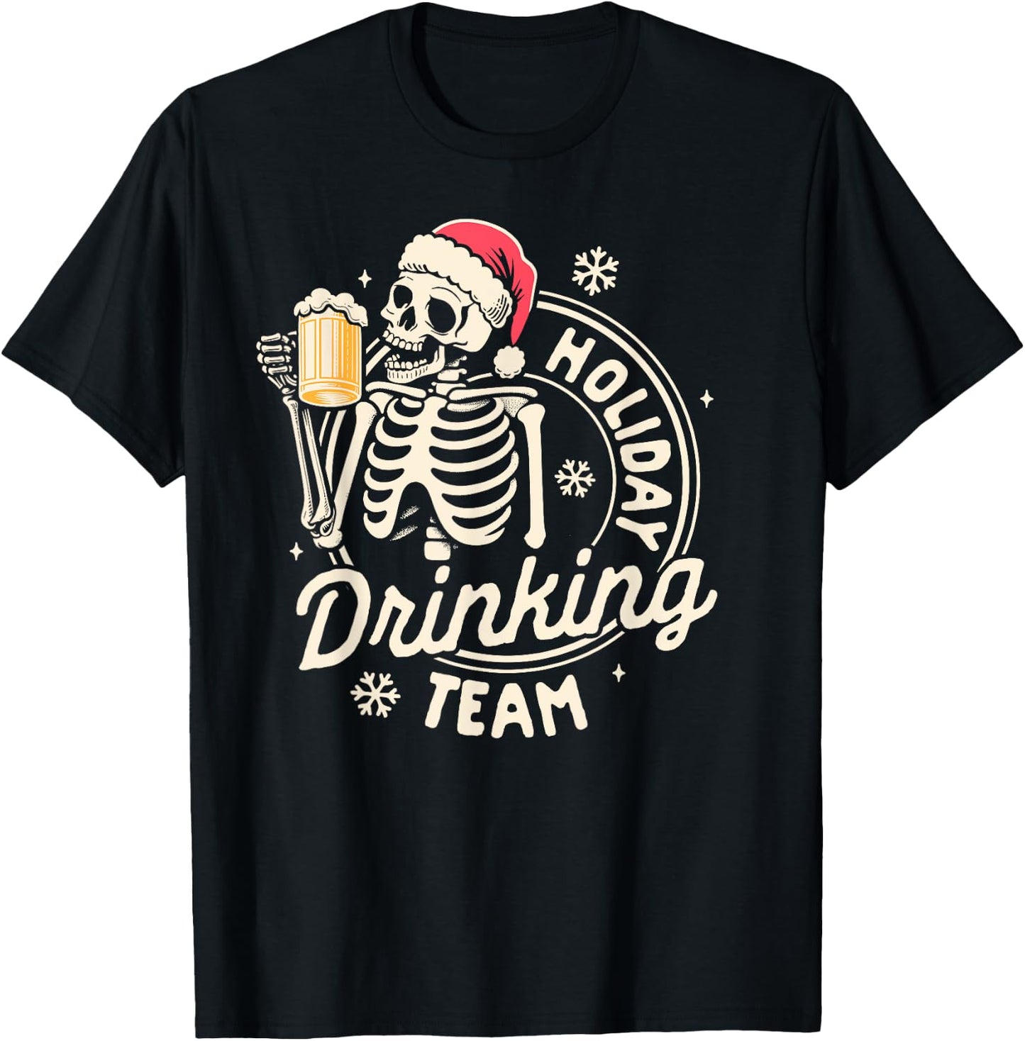 Christmas Xmas Beer Lover Drinking Holiday Drinking Team T-Shirt - T-Shirt | Black