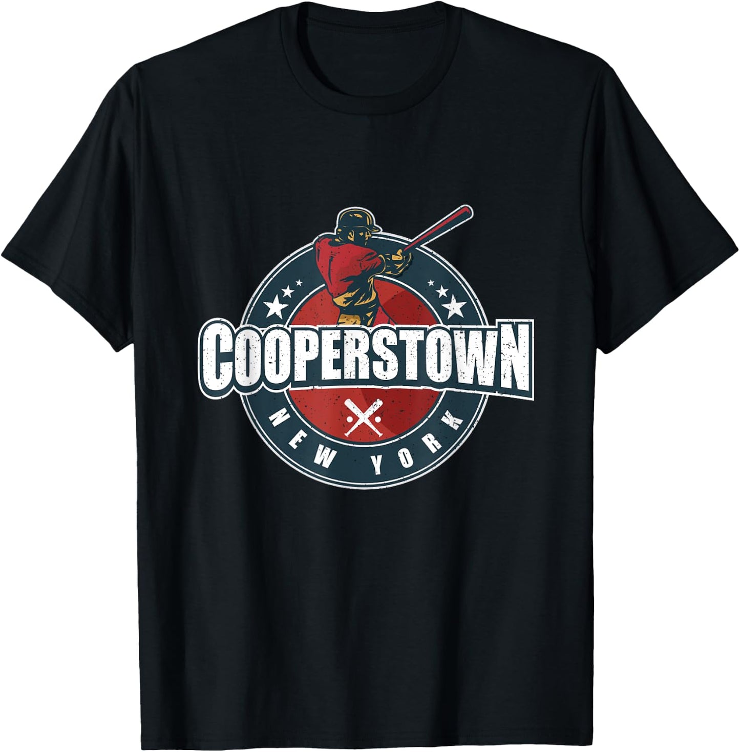 Vintage Baseball Badge Cooperstown New York Travel Souvenir T-Shirt - T-Shirt | Black