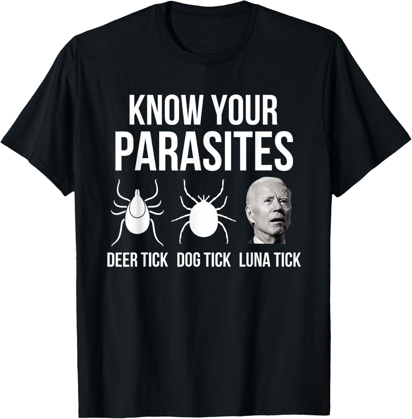 Know Your Parasites - Anti Joe Biden Sucks Funny Political T-Shirt - T-Shirt | Black
