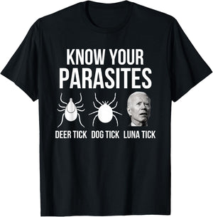 Know Your Parasites - Anti Joe Biden Sucks Funny Political T-Shirt - T-Shirt | Black