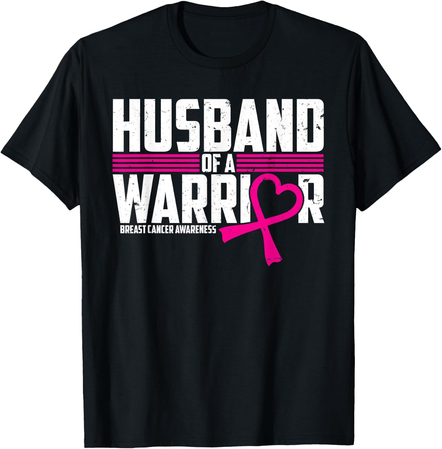 Breast Cancer Awareness Husband of Warrior Pink T-Shirt - T-Shirt | Black