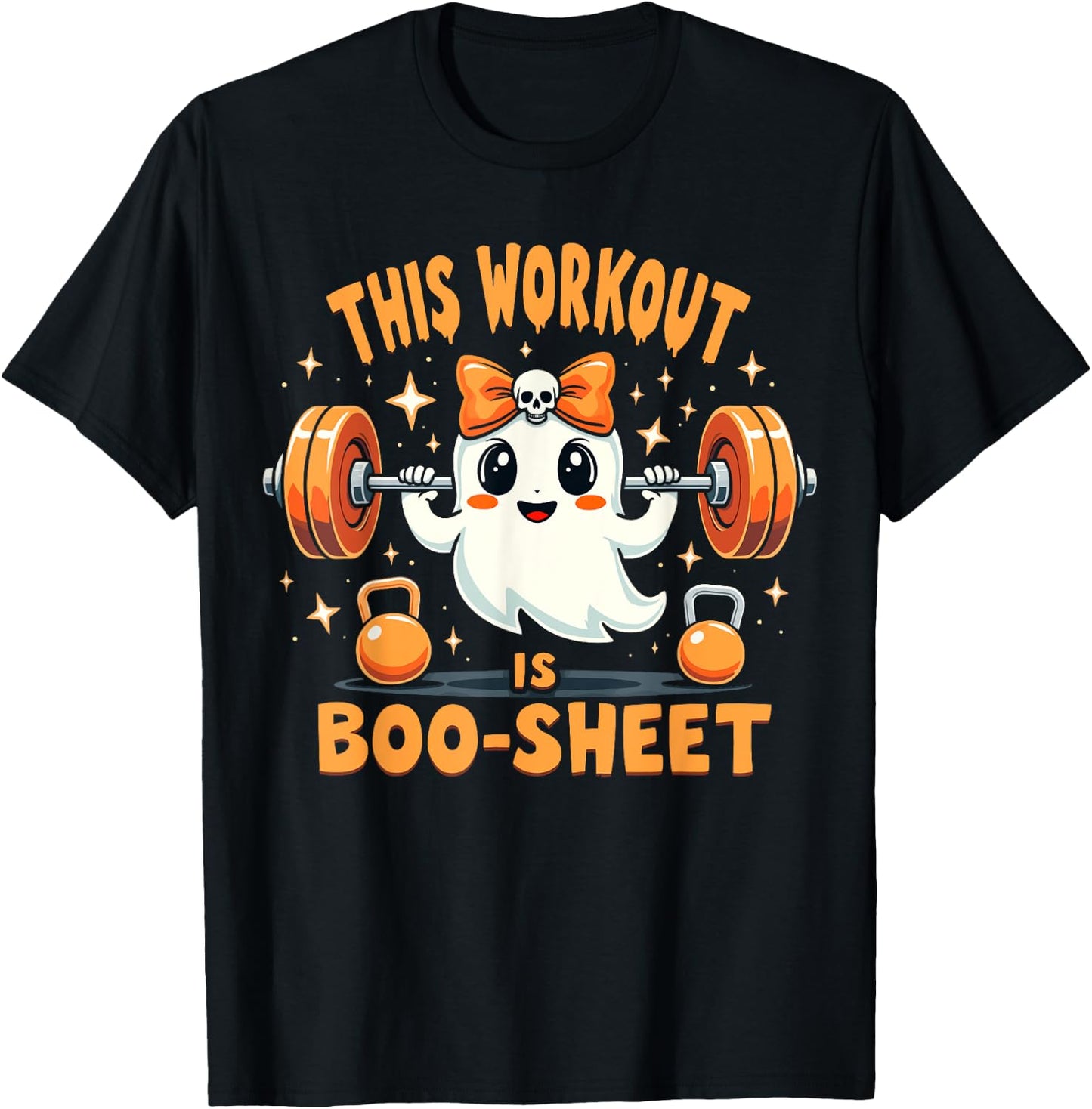 This Workout Is Boo-Sheet Ghost Funny Halloween Gym Fitness T-Shirt - T-Shirt | Black