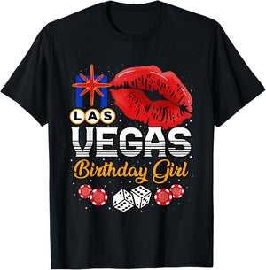 Las Vegas Birthday Girl Casino Girls Trip Party T-Shirt - T-Shirt | Black